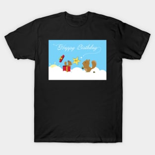 Happy Birthday Squirrels on the blue sky T-Shirt